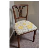 UL - Vintage Wood Dining Chair with Floral Upholstery