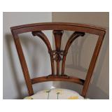 UL - Vintage Wood Dining Chair with Floral Upholstery