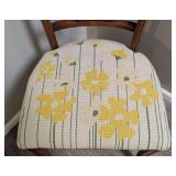 UL - Vintage Wood Dining Chair with Floral Upholstery