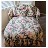 UL - Vintage Floral Settee with Pink Rose Print & Ruffled Skirt - Accent Furniture