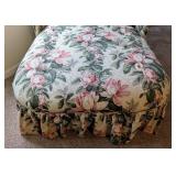 UL - Vintage Floral Settee with Pink Rose Print & Ruffled Skirt - Accent Furniture
