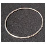 K - Sterling Silver Bracelets - Beaded Ball & Plain Bangle - 55g Total - Largest 3in Dia (Lot of 2)