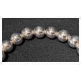 K - Sterling Silver Bracelets - Beaded Ball & Plain Bangle - 55g Total - Largest 3in Dia (Lot of 2)