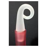 K - Vintage Blow Zone Stourbridge Signed Art Glass Perfume Bottle Pink Frosted