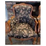 K - Pair of Vintage Floral Pattern Upholstered Armchairs