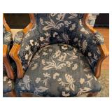 K - Pair of Vintage Floral Pattern Upholstered Armchairs