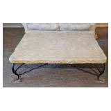 LR - Faux Marble-Topped Coffee Table Iron Base