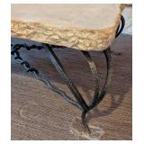LR - Faux Marble-Topped Coffee Table Iron Base