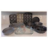 LR - Bakeware Assortment - Muffin Pans, Cake Pans, Bundt Pan & Pyrex Dish