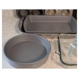 LR - Bakeware Assortment - Muffin Pans, Cake Pans, Bundt Pan & Pyrex Dish
