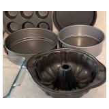 LR - Bakeware Assortment - Muffin Pans, Cake Pans, Bundt Pan & Pyrex Dish