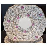 ML - Vintage Phoenix Bone China Plates - Floral Purple Flowers, Gold Trim