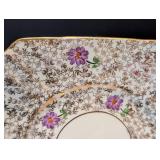 ML - Vintage Phoenix Bone China Plates - Floral Purple Flowers, Gold Trim
