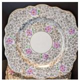 ML - Vintage Phoenix Bone China Plates - Floral Purple Flowers, Gold Trim