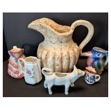 ML - Woods Little Old Lady Made in England - Vintage Ceramic Pitchers & Figurines Lot (6)