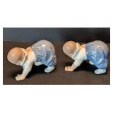 K - Pair of Copenhagen Crawling Child Porcelain Figurines #1518