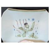 K - Vintage Painted Porcelain Plates - Assorted Floral Patterns, 9-Piece Set