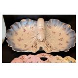 K - Vintage Painted Porcelain Plates - Assorted Floral Patterns, 9-Piece Set