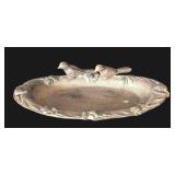 ML - Iron Bird Dish with Two Perched Birds on Rim - Decorative Cast Metal Tray