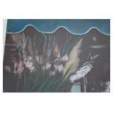 LR - Framed Floral Print - Pink & White Flowers in Ornate Gold Outer Frame