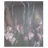 LR - Framed Floral Print - Pink & White Flowers in Ornate Gold Outer Frame