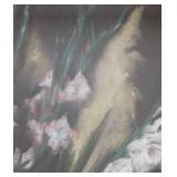 LR - Framed Floral Print - Pink & White Flowers in Ornate Gold Outer Frame