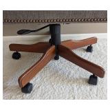 UL - Rolling Office Chair - Gray Fabric, Wood Armrests, Nailhead Trim