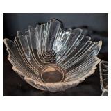 ML - Crystal Vase with 3 Matching Bowls - Unmarked Clear Glass Centerpiece