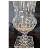 ML - Crystal Vase with 3 Matching Bowls - Unmarked Clear Glass Centerpiece