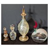 K - Four Vintage Perfume Bottle including a Murano F. & M. Ballarin Perfume Bottle