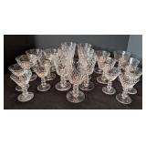 DR - Vintage Crystal Stemware Set - Unmarked Cut-Crystal Goblets & Champagne Glasses