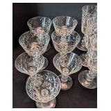 DR - Vintage Crystal Stemware Set - Unmarked Cut-Crystal Goblets & Champagne Glasses