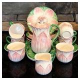 FR - Vintage Taste Cellar Sigma Floral Teapot Set with 6 Mugs, 4 Saucers, 4 Plates, and Creamer