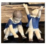 FR - Pair of Bing & Grøndahl Porcelain Figurines Up to Mom and Dickie