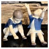 FR - Pair of Bing & Grøndahl Porcelain Figurines Up to Mom and Dickie