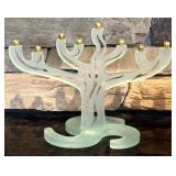 FR - Contemporary Frosted Glass Hanukkah Menorah by Andrew Pollock