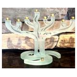 FR - Contemporary Frosted Glass Hanukkah Menorah by Andrew Pollock
