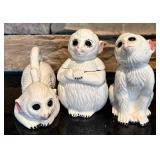 FR - Vintage Mann Monkey Sugar Bowl and Figurine Set