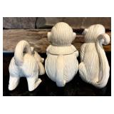 FR - Vintage Mann Monkey Sugar Bowl and Figurine Set