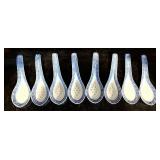 FR - Chinese Blue and White Rice Grain Porcelain Bowls and Spoons Set