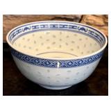 FR - Chinese Blue and White Rice Grain Porcelain Bowls and Spoons Set