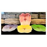 FR - Set of 9 Vintage Shafford Pansy Patch Floral Plates Assorted Colors