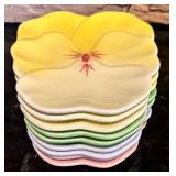 FR - Set of 9 Vintage Shafford Pansy Patch Floral Plates Assorted Colors