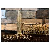 FR - Set of 2 Vintage Menorahs - Karshi Silver Plated Jerusalem and Brass Klezmer Band