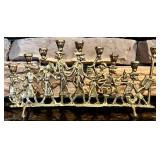 FR - Set of 2 Vintage Menorahs - Karshi Silver Plated Jerusalem and Brass Klezmer Band