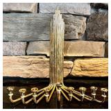 FR - Set of 2 Vintage Menorahs - Karshi Silver Plated Jerusalem and Brass Klezmer Band