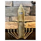 FR - Set of 2 Vintage Menorahs - Karshi Silver Plated Jerusalem and Brass Klezmer Band