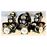 FR - Fitz and Floyd Fleurs de Minuit Floral Dinnerware Set - 15 Plates and 13 Mugs