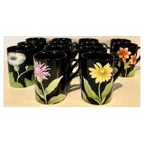 FR - Fitz and Floyd Fleurs de Minuit Floral Dinnerware Set - 15 Plates and 13 Mugs