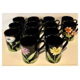 FR - Fitz and Floyd Fleurs de Minuit Floral Dinnerware Set - 15 Plates and 13 Mugs